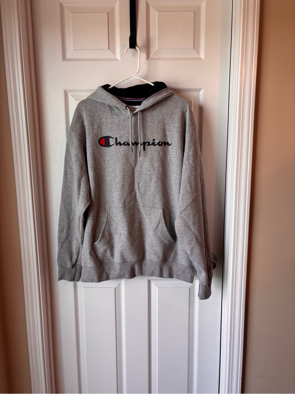 Champion Kids Gray Hoodie with Black and Red Logo